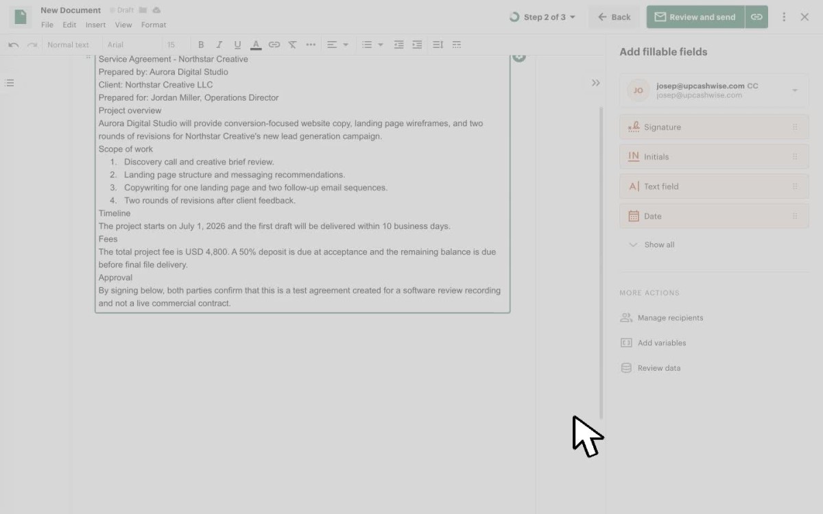 PandaDoc proposal editor
