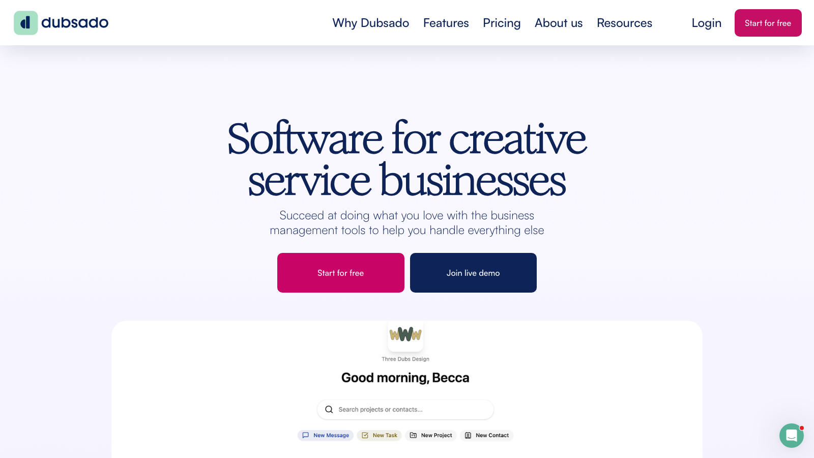 Dubsado homepage