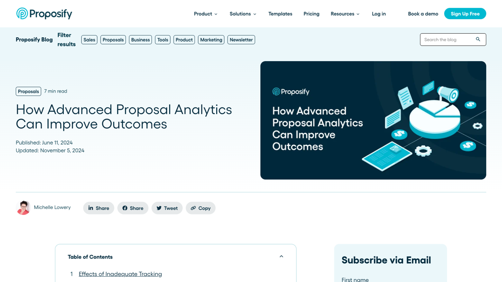 Proposify proposal analytics page