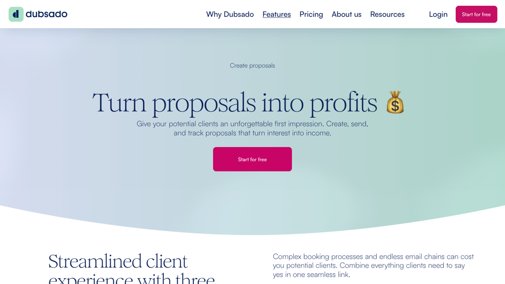 Dubsado proposals page showing proposal features