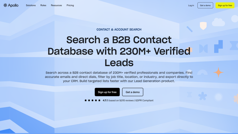 Apollo B2B contact database search