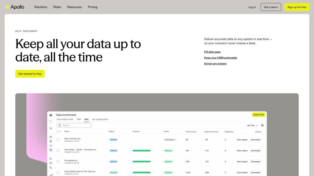 Apollo enrichment and list workflow