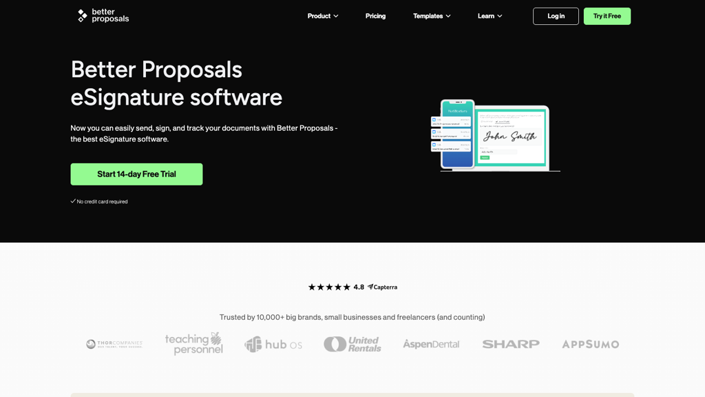 Better Proposals eSignatures page