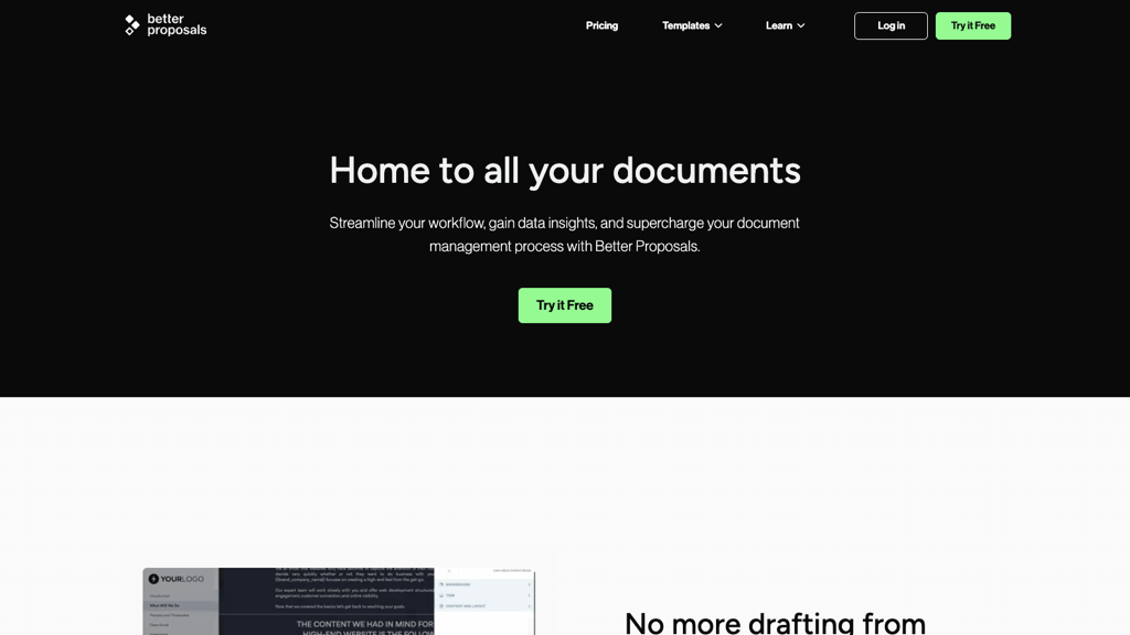 Better Proposals document management page