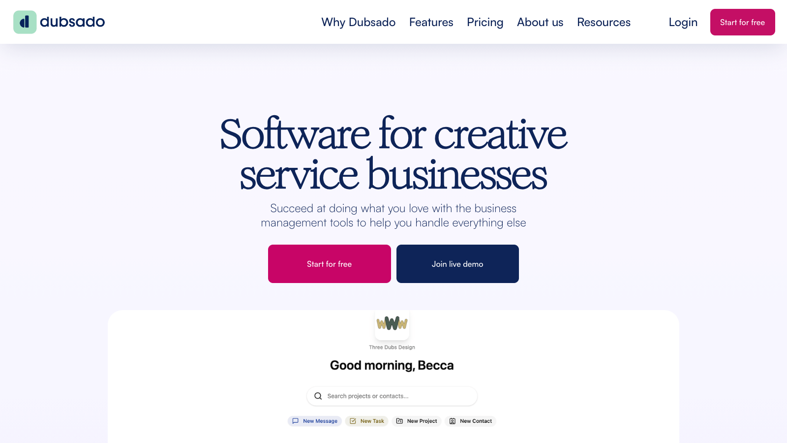 Dubsado homepage