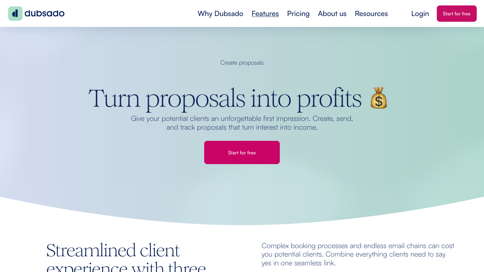 Dubsado proposals page