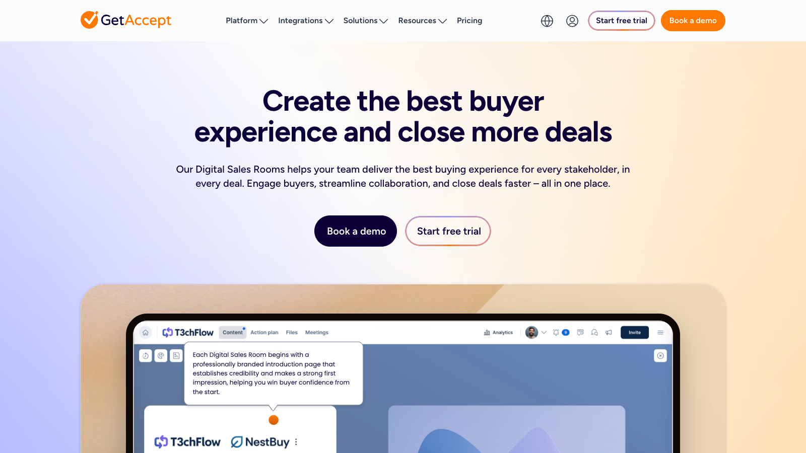 GetAccept digital sales room page