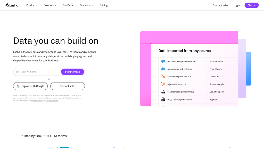 Lusha homepage