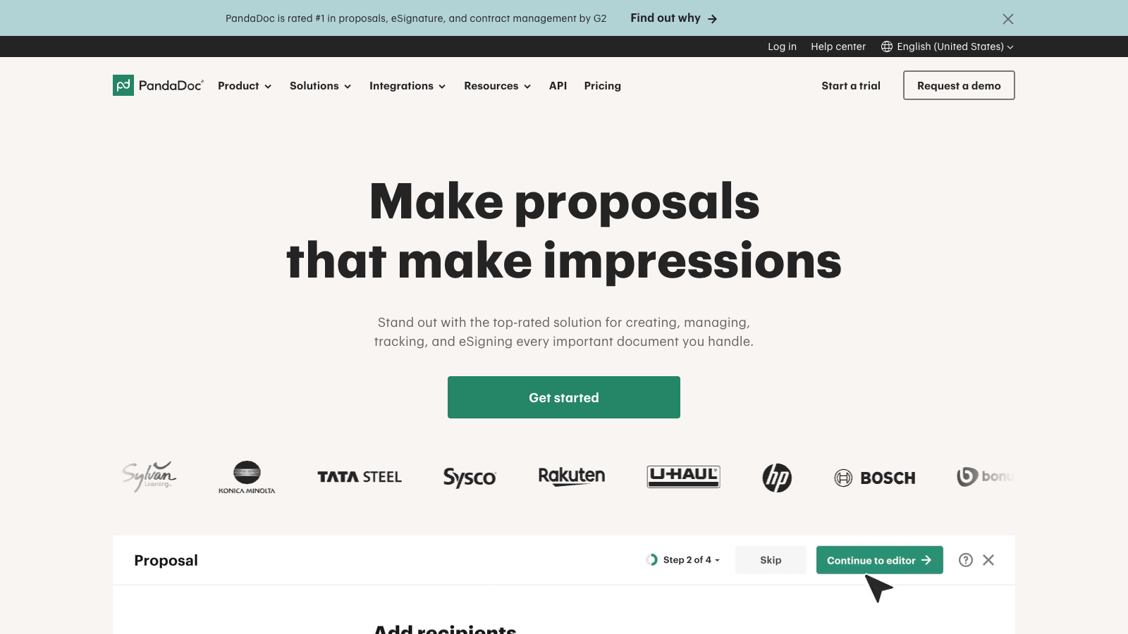 PandaDoc homepage