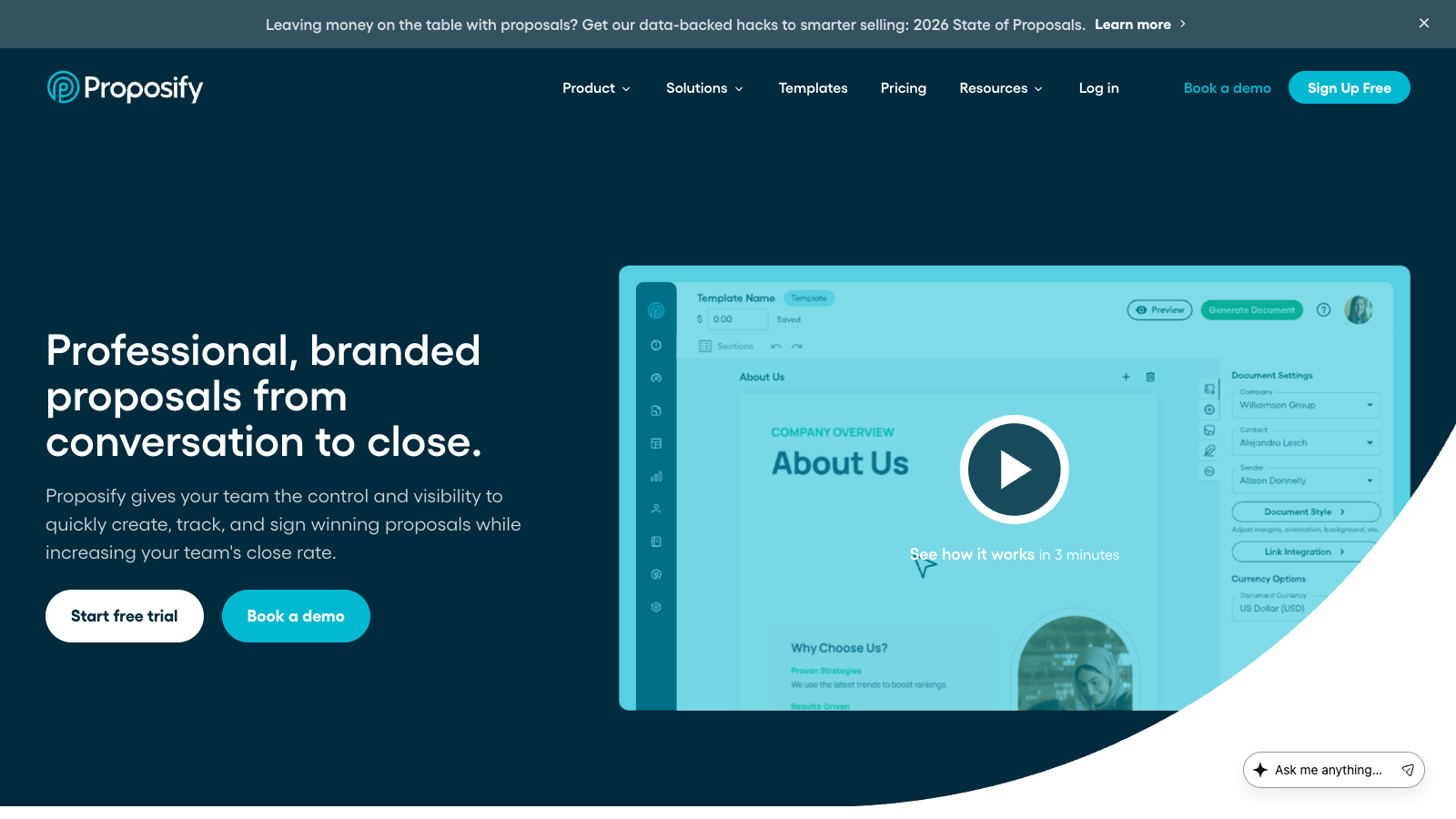 Proposify homepage