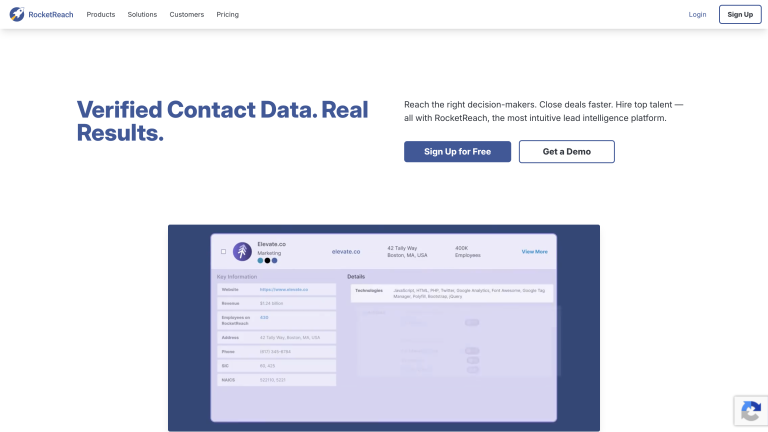 RocketReach homepage